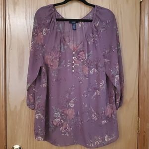 Chaps floral blouse, plus sz 1x